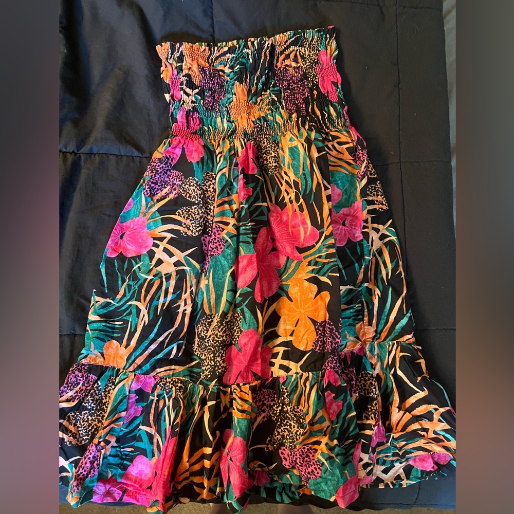 Moda International Tropical Floral Strapless Dress